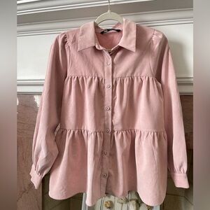 🎀 Zara Pink Corduroy Blouse